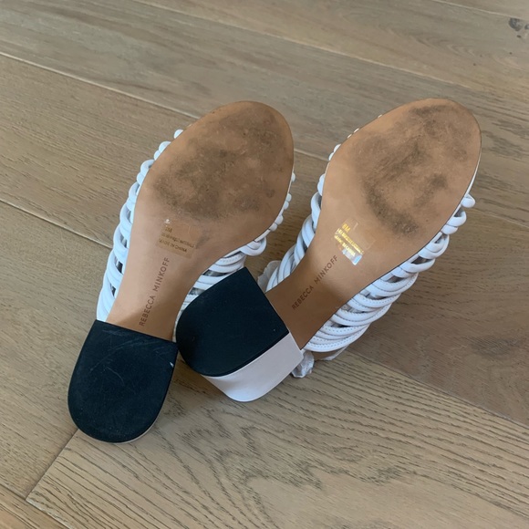 Rebecca Minkoff Calanthe Strappy Block Heel Mules in Bright White Size 8 - Picture 15 of 15